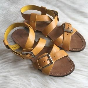 Rebecca Minkoff sandals mustard strappy 7M leather